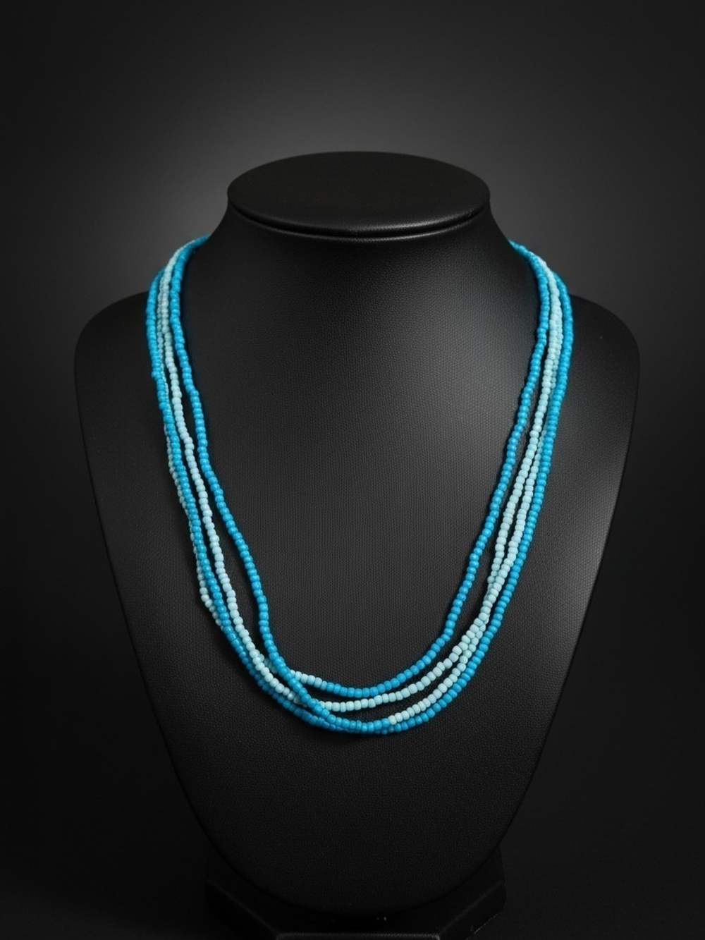Triple-Strand Turquoise Bead Necklace - Women Jewelry